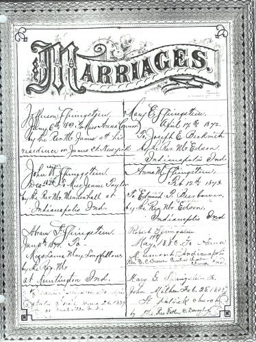 Page 3 of Springsteen Bible Family Records- Marriages.