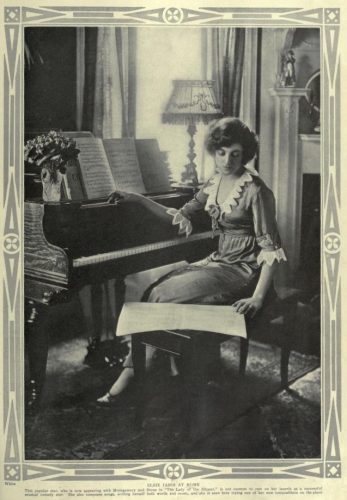 Elsie Janis (Beerbower) in the April, 1913 magazine, "Theatre"- 'At Home' section. There, Vol. 17, No. 146, Page 225, via Archive.org.