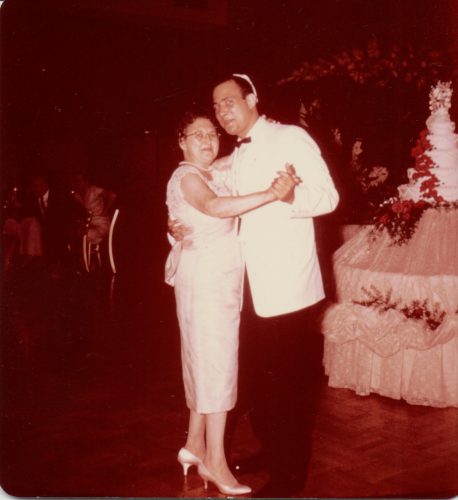 Harold R. Rubikow dancing with probe;y his mother, Loretta (Cooper) Ribakow? Summer, 1959.