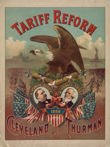 1888 Presidential Election- Tariff Reform poster for Grover Cleveland, via Wikipedia; public domain.